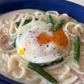 ☆みちよちゃん☆'s cooksnap of when they made 深煎りごまカルボナーラうどん.