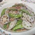 夏目隕石's cooksnap of when they made しゃっきしゃき☆れんこん＆きぬさや炒め♪.