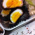 chococo218's cooksnap of when they made ゆで卵のベーコン海苔巻き.