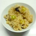 新妻あや's cooksnap of when they made 焼き椎茸とぎんなんの玄米ご飯.