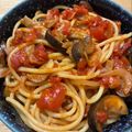 ベビーピグ's cooksnap of when they made 定番☆なすとベーコンのトマトパスタ.