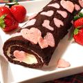 Sakuran＊＊'s cooksnap of when they made ハート柄♡ココアとイチゴのロールケーキ.