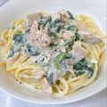 あいママ's cooksnap of when they made 鮭とほうれん草のクリームパスタ☆.