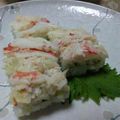 なつきばぁば's cooksnap of when they made タッパーで作るカニ味噌入りカニの押し寿司.