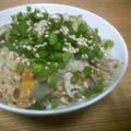 沖田晴喜's cooksnap of when they made 麺つゆでぱぱっと♪ささみ高菜炊き込みご飯.