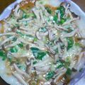 Nyojiko's cooksnap of when they made フライパンでおもちピザ☆ねぎ味噌☆.