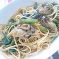 ＠てるごん's cooksnap of when they made 牡蠣と小松菜のオイルソースのパスタ.