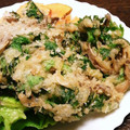莉彩パパ's cooksnap of when they made 春菊と舞茸と干しエビの揚げもの✿.
