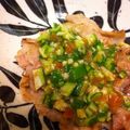 keiko529's cooksnap of when they made 豚こまの塩コショウ炒め・オクラ梅肉ソース.