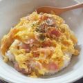 鳥璃子's cooksnap of when they made チーズとベーコン入り☆洋風玉子丼☆.