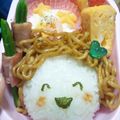 まゆピン's cooksnap of when they made 簡単キャラ弁♪焼きそばヘア弁当.