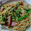 yellowhappy's cooksnap of when they made 小ねぎとウインナーのパスタ.