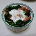 ともみ0122's cooksnap of when they made ほうれん草ベーコンの巣ごもり玉子♪.