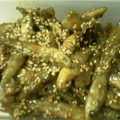 akocchi's cooksnap of when they made わかさぎのから揚げゴマ照りソースあえ.