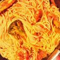 ぽっちゃ姉妹's cooksnap of when they made ピリ辛うま♪海老とアスパラのアラビアータ.