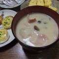 よちりん's cooksnap of when they made ☆さといもベーコン☆酒粕入り味噌汁.
