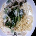 ゆん＆そう ママ's cooksnap of when they made 簡単☆ほうれん草のクリームスープスパ☆.