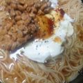 かぴーな's cooksnap of when they made 朝ラーメン!! 納豆・目玉焼き乗せ~♪.