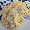 みくりちゃん324's cooksnap of when they made 本場簡単生クリ牛乳なし濃厚カルボナーラ.