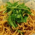 あみんば's cooksnap of when they made 豚ひき肉と水菜のピリ辛和風パスタ.