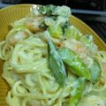 くずゅ's cooksnap of when they made 簡単濃厚クリーミー♪海老とアスパラパスタ.