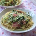 jelwee's cooksnap of when they made 水菜とベーコンの和風パスタ.