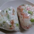 快くん's cooksnap of when they made 鮭フレ×梅×枝豆のわさび風味のおにぎり.