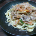 ぴたごらすいっちー's cooksnap of when they made 梅味噌マヨの焼きうどん.