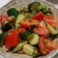 ヨシヨッシー's cooksnap of when they made キュウリとトマトのネギだれサラダ.