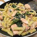 mika2635's cooksnap of when they made ほうれん草とサーモンのクリームパスタ.