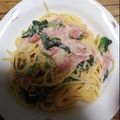 クックY78A4F☆'s cooksnap of when they made ワンパン☆ほうれん草のクリームパスタ.