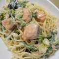 Cony◎'s cooksnap of when they made スモークサーモンほうれん草クリームパスタ.