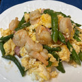 やよい・M's cooksnap of when they made 海老と卵といんげんのオイスター炒め.