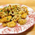 海理ママ's cooksnap of when they made 鶏むね肉とれんこんのバター醤油照り焼き.
