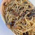 ayu's cooksnap of when they made サバ缶ガーリックパスタ.