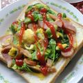 ３びきの子ぶたのまま's cooksnap of when they made 簡単朝食！肉・キャベツ・卵炒めトースト.