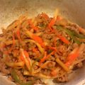 小梅ちゃん☆★'s cooksnap of when they made 挽肉だけど青椒肉絲風？丼～487Kcal.