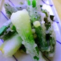 Munchkin's　Mom's cooksnap of when they made ネギの天ぷら.