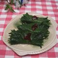 ぽにえ's cooksnap of when they made コチュジャン入りおから餅の大葉包み.