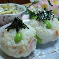 ましゅまろcocoa's cooksnap of when they made ハム×枝豆×貝割れ　梅ワサビ風味おにぎり.