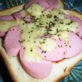 kurukurumin's cooksnap of when they made お子ﾁｬﾏピザもどきトースト.