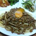 taruママ's cooksnap of when they made 納豆となめこのパスタ.