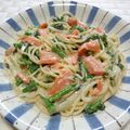 うまうま・らぶ's cooksnap of when they made 菜の花とスモークサーモンのクリームパスタ.