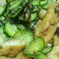 pinao's cooksnap of when they made きゅうりオクラ油揚げの塩こんぶ酢の物.