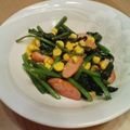 えりぴょぴょん's cooksnap of when they made アンチョビ、ベーコン、ほうれん草の油炒め.