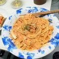 tachuu's cooksnap of when they made エビとエリンギのトマトクリームパスタ.