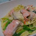 ちょんこ's cooksnap of when they made 鮭とほんれん草クリームパスタ♪.