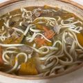 papikun's cooksnap of when they made 鶏肉とカボチャのすきやき風煮込みうどん鍋.
