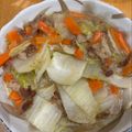 ママメイン！時々子供's cooksnap of when they made 白菜たっぷり消費●豚肉とにんじんで三宝菜.