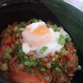 ルリナ's cooksnap of when they made ガッツリ食べてね☆豚キム納豆丼☆温たま付.